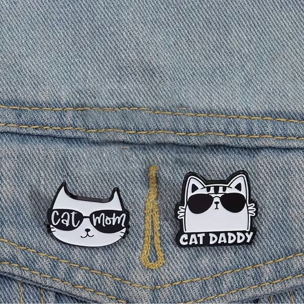 Cat Mom and Cat Daddy Enamel Pins